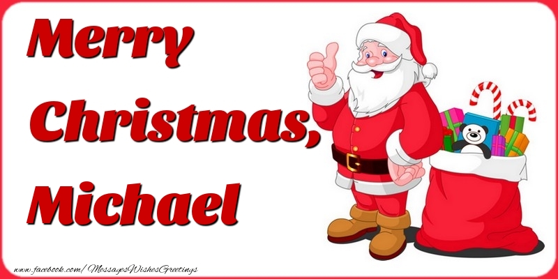 Greetings Cards for Christmas - Gift Box & Santa Claus | Merry Christmas, Michael