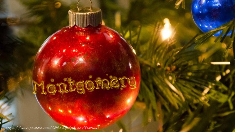 Greetings Cards for Christmas - Your name on christmass globe Montgomery