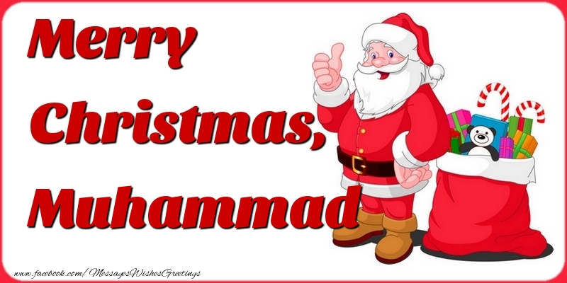 Greetings Cards for Christmas - Gift Box & Santa Claus | Merry Christmas, Muhammad