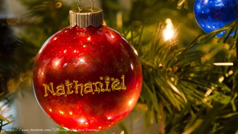 Greetings Cards for Christmas - Your name on christmass globe Nathaniel