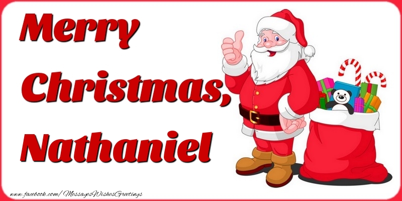 Greetings Cards for Christmas - Gift Box & Santa Claus | Merry Christmas, Nathaniel