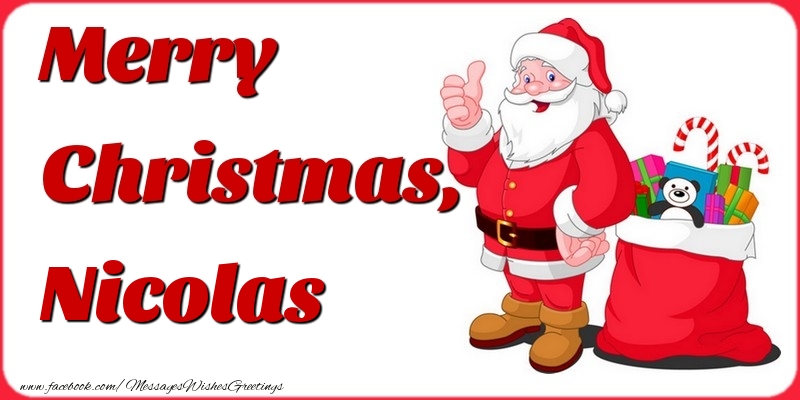 Greetings Cards for Christmas - Gift Box & Santa Claus | Merry Christmas, Nicolas