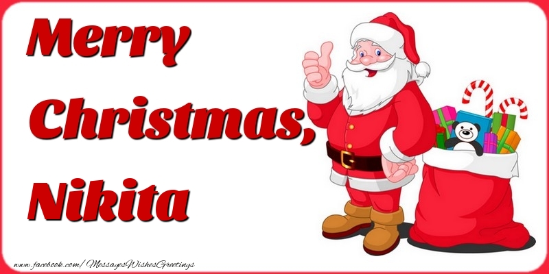 Greetings Cards for Christmas - Gift Box & Santa Claus | Merry Christmas, Nikita