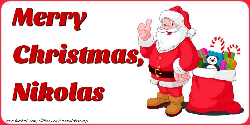 Greetings Cards for Christmas - Gift Box & Santa Claus | Merry Christmas, Nikolas
