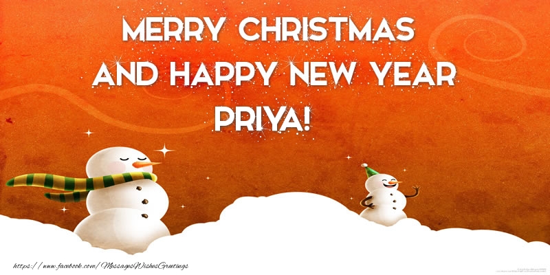 Greetings Cards for Christmas - Merry christmas and happy new year Priya!