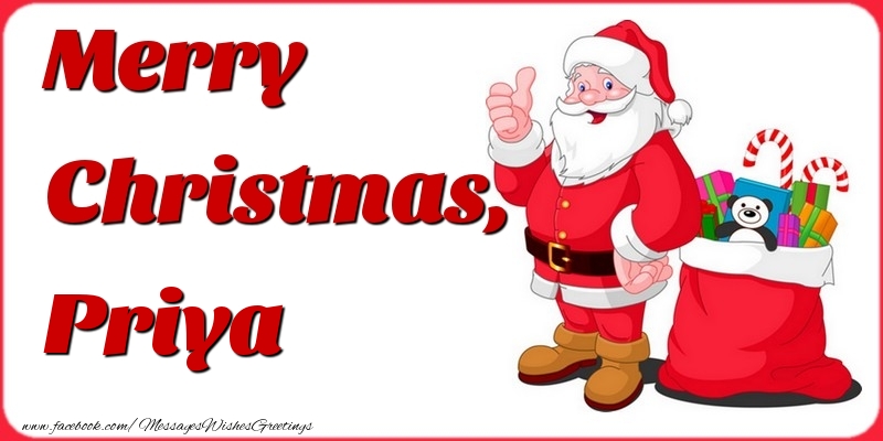 Greetings Cards for Christmas - Gift Box & Santa Claus | Merry Christmas, Priya