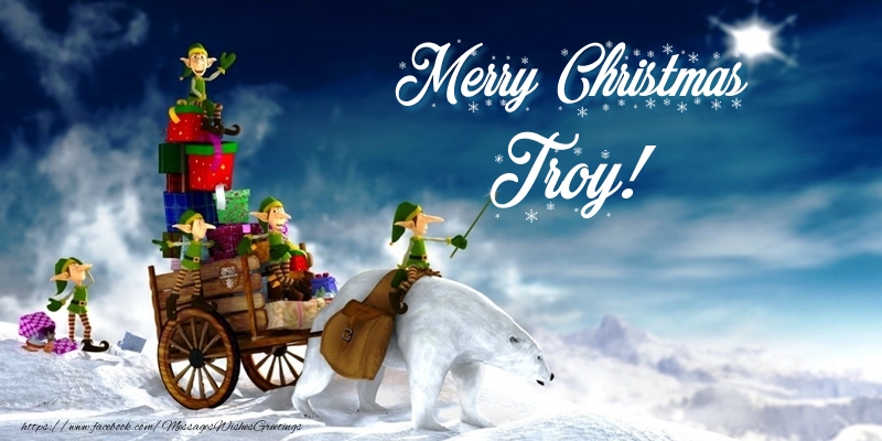 Greetings Cards for Christmas - Animation & Gift Box | Merry Christmas Troy!