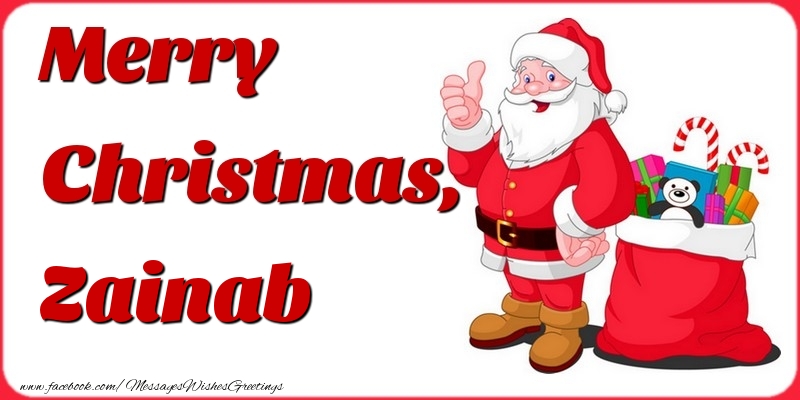 Greetings Cards for Christmas - Gift Box & Santa Claus | Merry Christmas, Zainab