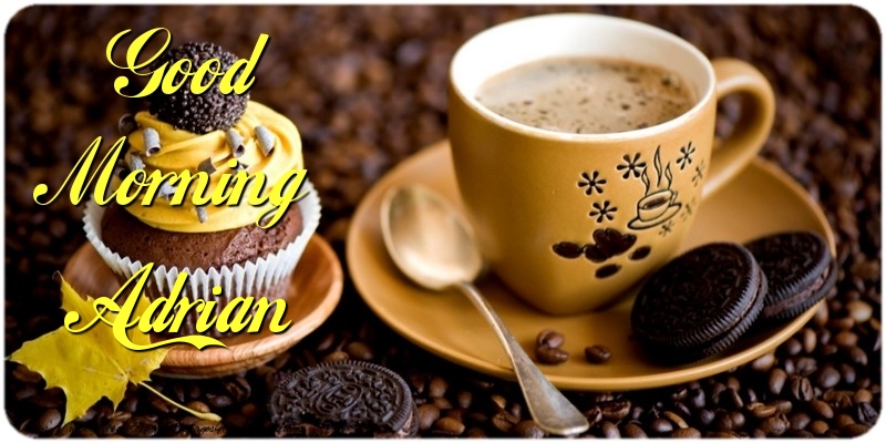 Greetings Cards for Good morning - Cake & Coffee | Good Morning Adrian