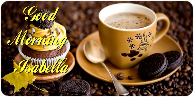 Greetings Cards for Good morning - Cake & Coffee | Good Morning Isabella