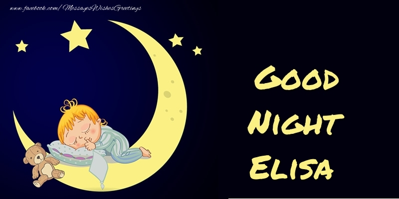 Greetings Cards for Good night - Moon | Good Night Elisa