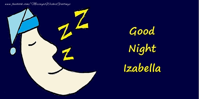 Greetings Cards for Good night - Moon | Good Night Izabella