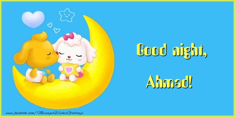 Greetings Cards for Good night - Animation & Hearts & Moon | Good night, Ahmad