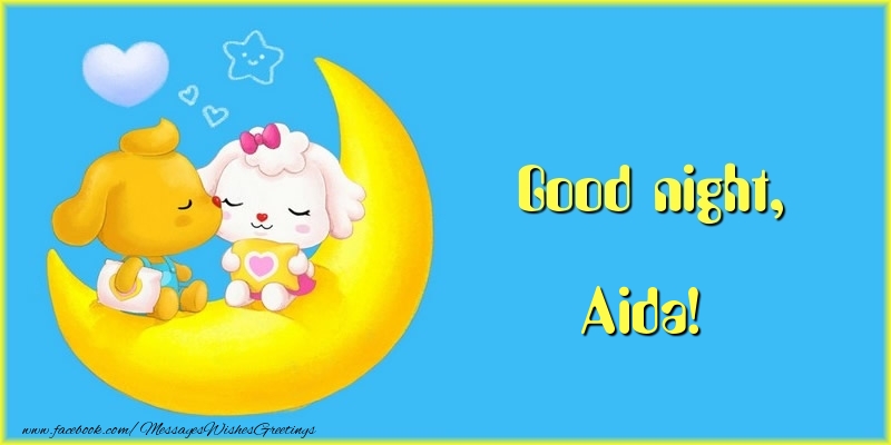 Greetings Cards for Good night - Animation & Hearts & Moon | Good night, Aida