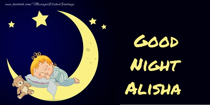 Greetings Cards for Good night - Moon | Good Night Alisha
