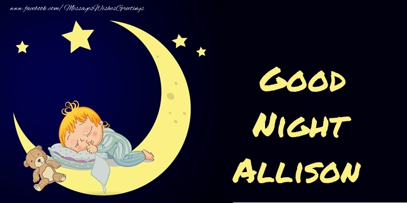 Greetings Cards for Good night - Moon | Good Night Allison