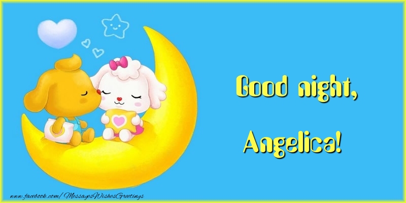 Greetings Cards for Good night - Animation & Hearts & Moon | Good night, Angelica