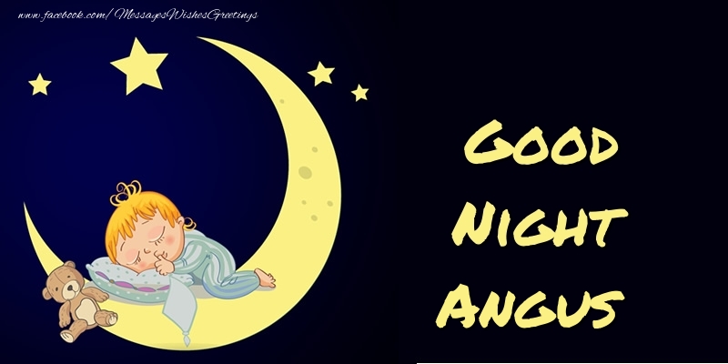 Greetings Cards for Good night - Moon | Good Night Angus