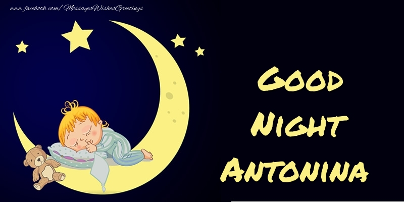 Greetings Cards for Good night - Moon | Good Night Antonina
