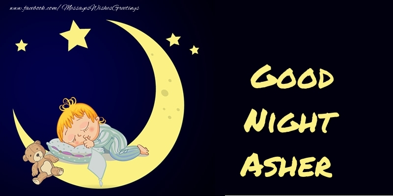 Greetings Cards for Good night - Moon | Good Night Asher