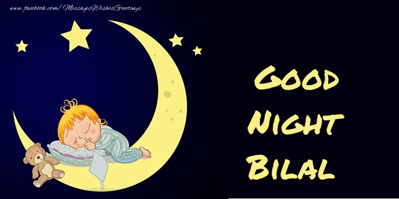 Greetings Cards for Good night - Moon | Good Night Bilal
