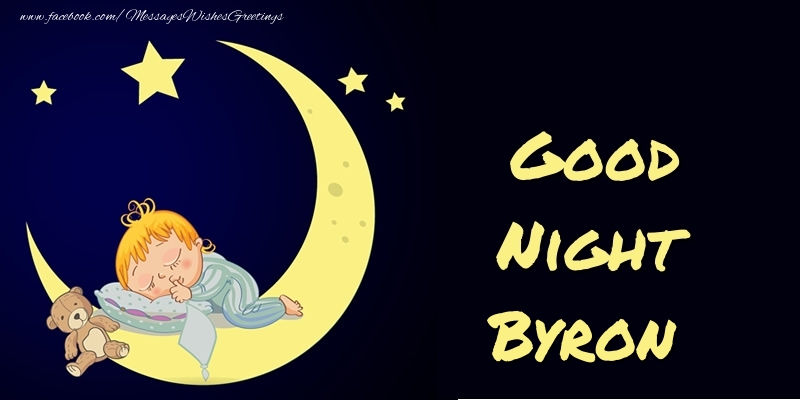 Greetings Cards for Good night - Moon | Good Night Byron