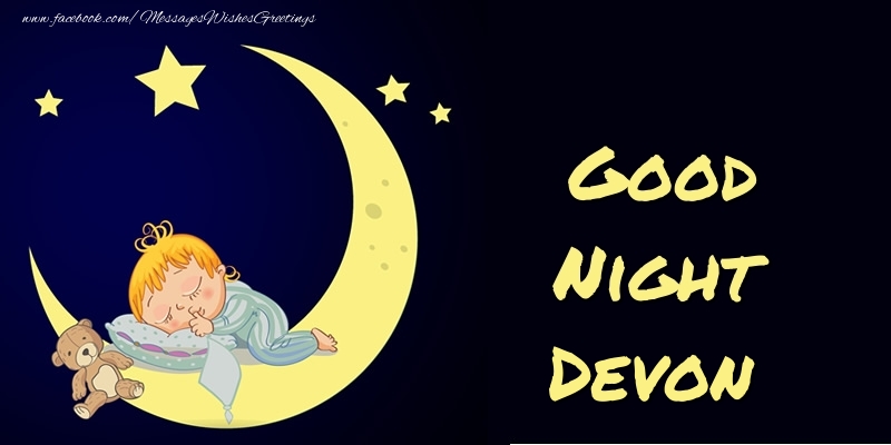 Greetings Cards for Good night - Moon | Good Night Devon