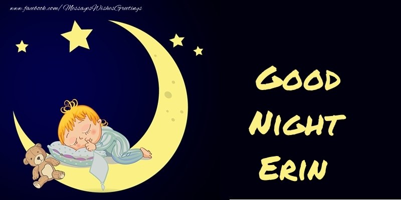 Greetings Cards for Good night - Moon | Good Night Erin