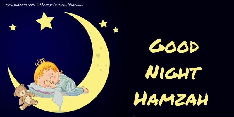 Greetings Cards for Good night - Moon | Good Night Hamzah
