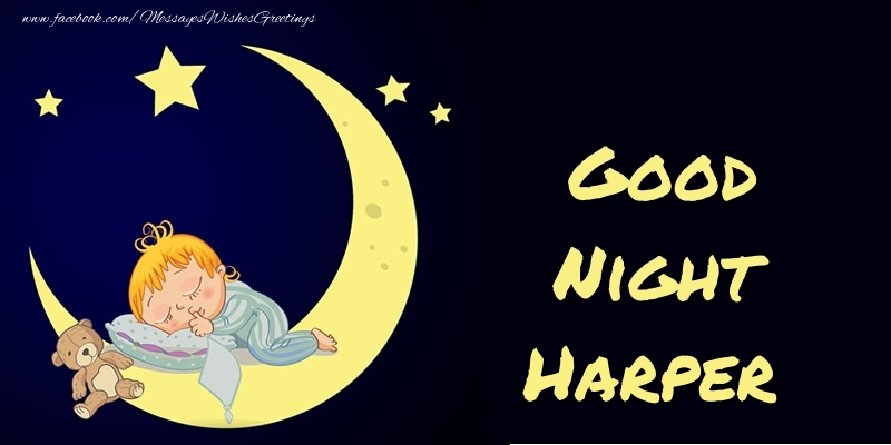 Greetings Cards for Good night - Moon | Good Night Harper
