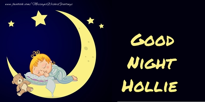 Greetings Cards for Good night - Moon | Good Night Hollie