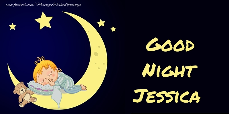 Greetings Cards for Good night - Moon | Good Night Jessica