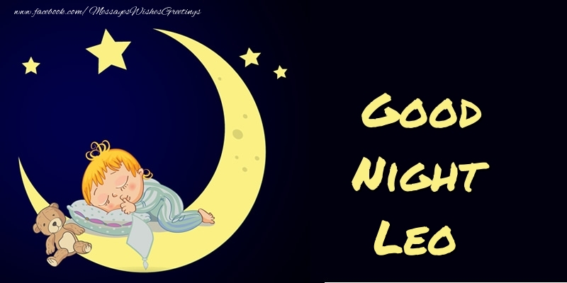 Greetings Cards for Good night - Moon | Good Night Leo