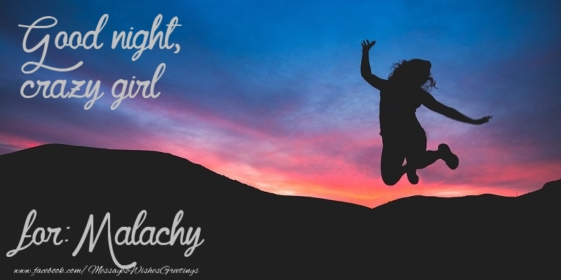 Greetings Cards for Good night - Good night, crazy girl Malachy