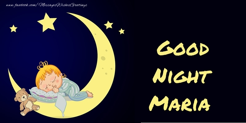 Greetings Cards for Good night - Moon | Good Night Maria