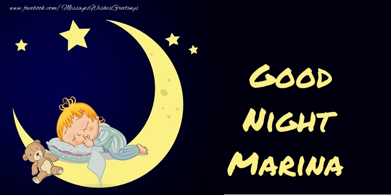 Greetings Cards for Good night - Moon | Good Night Marina