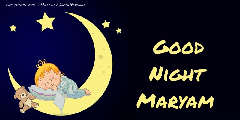 Greetings Cards for Good night - Moon | Good Night Maryam