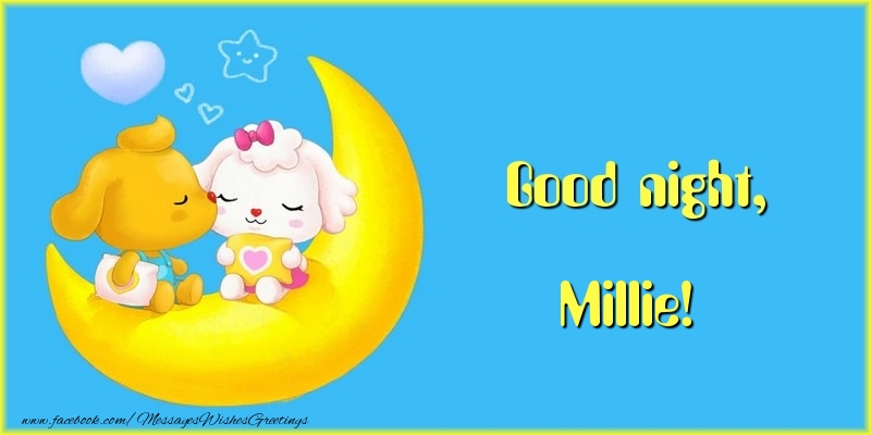 Greetings Cards for Good night - Animation & Hearts & Moon | Good night, Millie