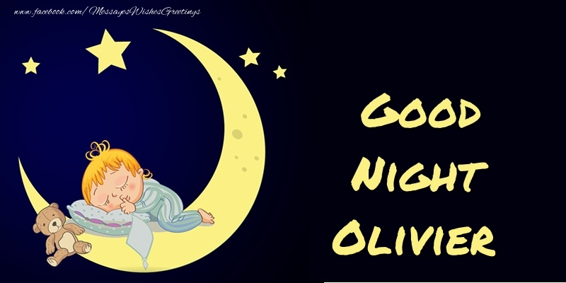 Greetings Cards for Good night - Moon | Good Night Olivier