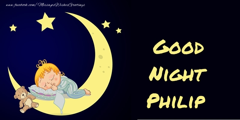 Greetings Cards for Good night - Moon | Good Night Philip