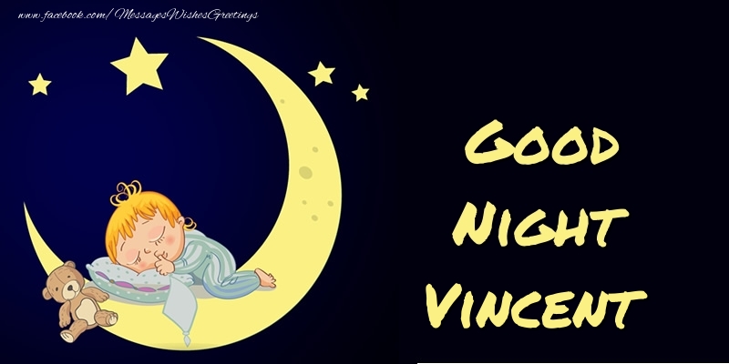 Greetings Cards for Good night - Moon | Good Night Vincent