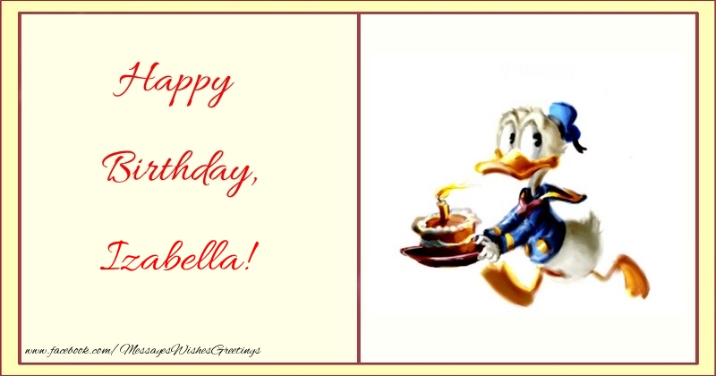 Greetings Cards for kids - Animation & Cake | Happy Birthday, Izabella