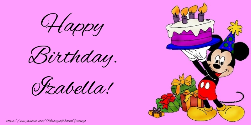 Greetings Cards for kids - Animation & Cake | Happy Birthday. Izabella