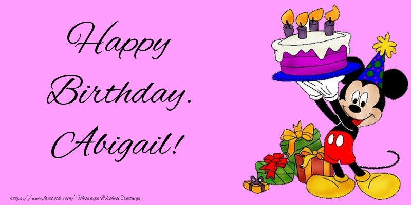 Greetings Cards for kids - Animation & Cake | Happy Birthday. Abigail