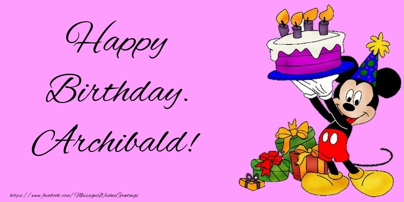 Greetings Cards for kids - Animation & Cake | Happy Birthday. Archibald