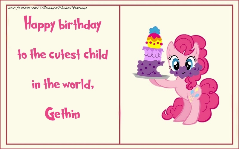 Greetings Cards for kids - Happy birthday to the cutest child in the world, Gethin