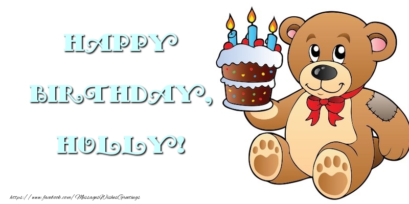 Greetings Cards for kids - Bear & Cake | Happy Birthday, Holly