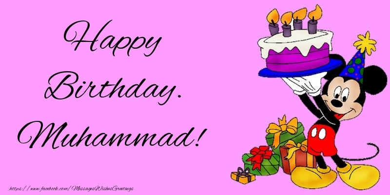 Greetings Cards for kids - Animation & Cake | Happy Birthday. Muhammad