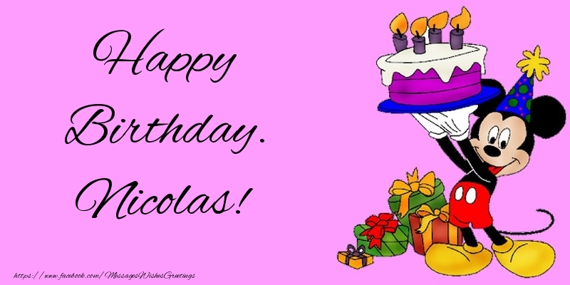 Greetings Cards for kids - Animation & Cake | Happy Birthday. Nicolas
