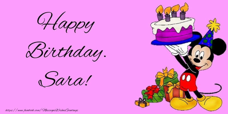 Greetings Cards for kids - Animation & Cake | Happy Birthday. Sara